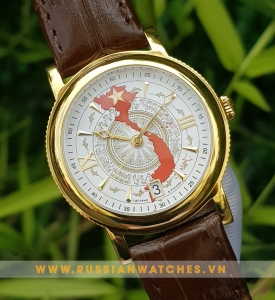 ĐỒNG HỒ NGA POLJOT-VIỆT NAM MẶT TRỐNG ĐỒNG-BẢN ĐỒ - PJ171: Đồng hồ chính hãng từ nước Nga